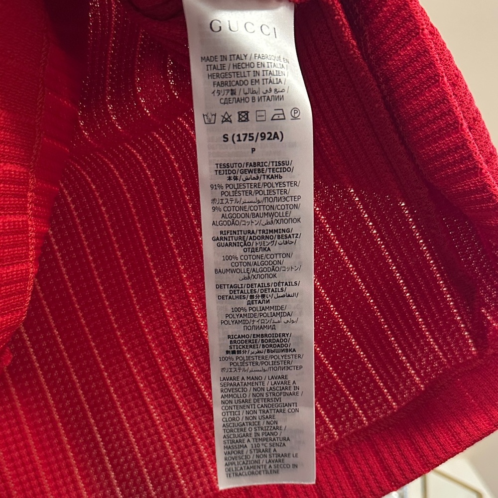 Gucci  x Adidas Red Ribbed Short-Sleeve Knit Top with Green Trim - with COA - Picture 2 of 5
